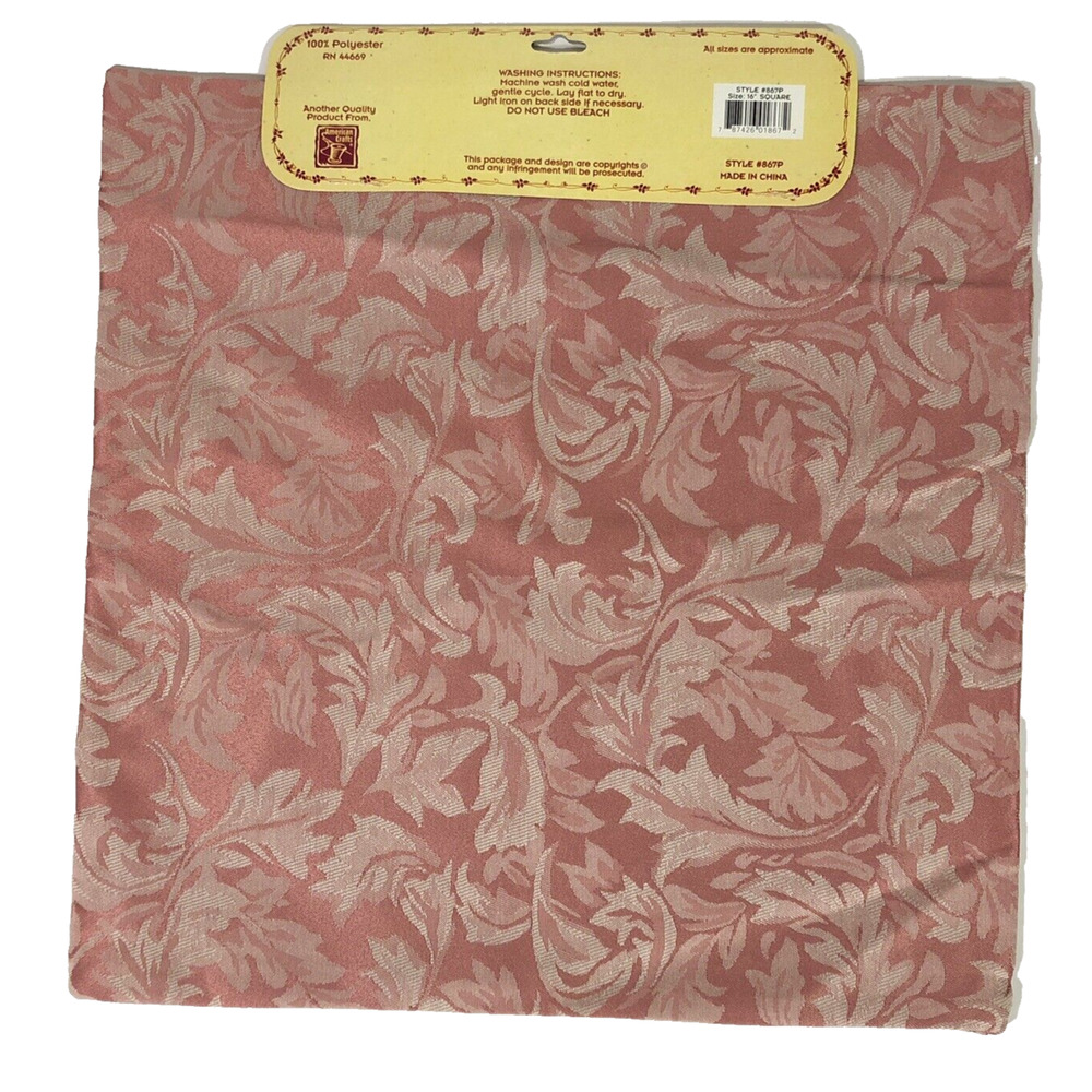 Pink Pillow Cushion Covers Zip Floral 16” Square Pink Cream Brocade Set of Four - Picture 11 of 13